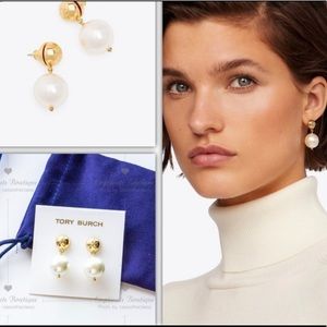 NWT Tory Burch crystal Pearl drop earrings